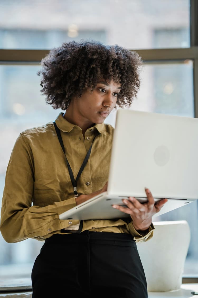 Woman working on laptop